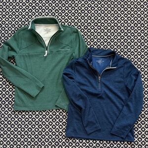 Vineyard Vines Forest Green and Navy lightweight Zip-Ups